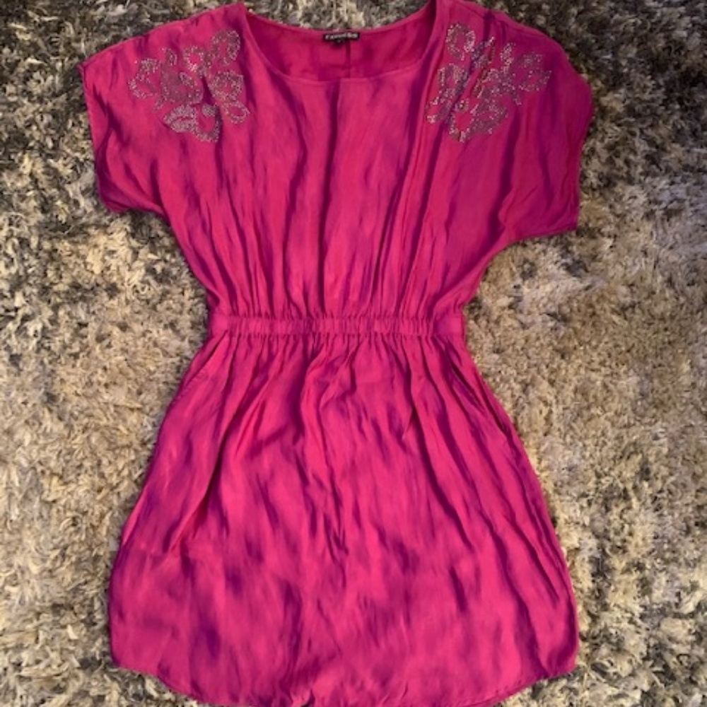 Express Fuchsia Dress w/ Gem Embellish